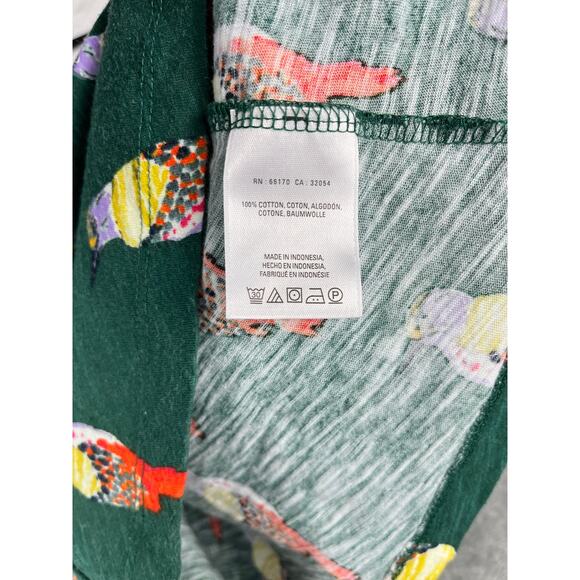 Anthropologie Postmark Forest Fete Scoop Neck Bird Print Top Medium 3/4 Sleeve - Picture 8 of 13